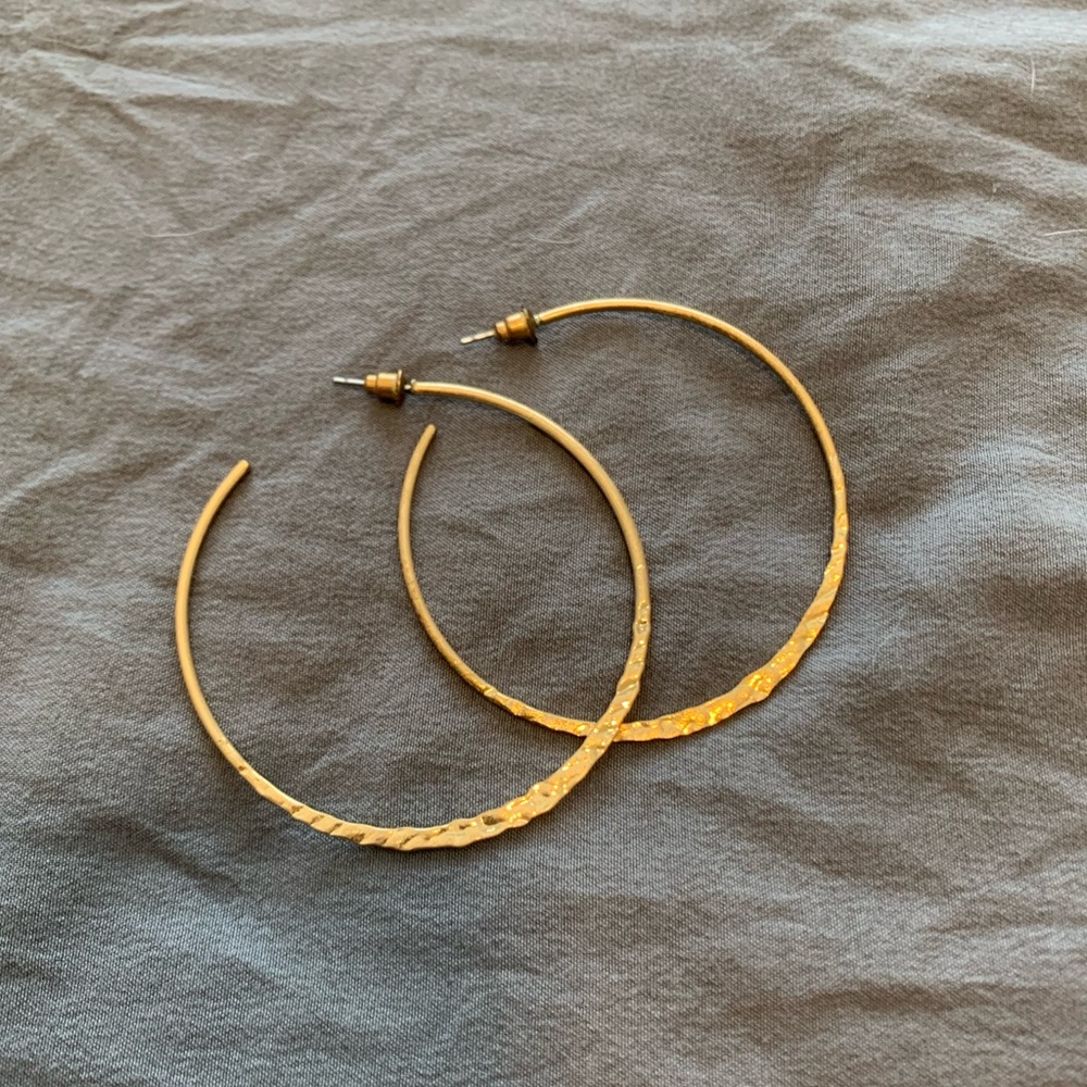 Gold hammered hoops